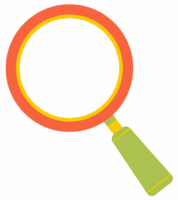 Orange and green magnifying lens