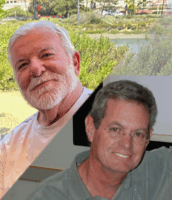 Two headshots of middle aged to older men smiling